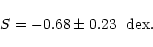 \begin{displaymath}S = -0.68 \pm 0.23 \mkern6mu {\rm ~dex}.
\end{displaymath}