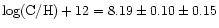 $\log ({\rm C/H})+12=8.19\pm0.10\pm0.15$