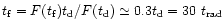 $t_{\rm f} = F(t_{\rm f}) t_{\rm d}/F(t_{\rm d}) \simeq 0.3 t_{\rm d}=30 ~t_{\rm rad}$