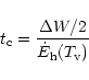 \begin{displaymath}t_{\rm c} = { \Delta W /2 \over \dot{E}_{\rm h}(T_{\rm v})}
\end{displaymath}