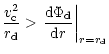 $\displaystyle {v_{\rm c}^2 \over r_{\rm d}}> \left. {{\rm d}\Phi_{\rm d} \over {\rm d}r} \right
\vert _{r=r_{\rm d}}$