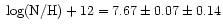 $\;\log ({\rm N/H})+12=7.67\pm0.07\pm0.14$