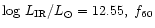 $\log\,L_{\rm IR}/L_{\odot} = 12.55,\ f_{60}$