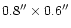 $0.8''\times 0.6''$