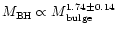 ${M_{\rm BH} \propto M}_{\rm bulge}^{1.74 \pm 0.14}$