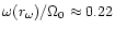 $\omega(r_\omega)/\Omega_0\approx 0.22$