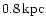 $0.8\,{\rm kpc}$
