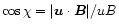 $\cos\chi=\vert\vec{u}\cdot\vec{B}\vert/uB$