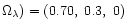 $\Omega_{\lambda}) = (0.70,~0.3,~0)$
