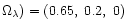 $\Omega_{\lambda}) = (0.65,~0.2,~0)$