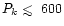 $P_k \mathrel{\hbox{\rlap{\hbox{\lower4pt\hbox{$\sim$ }}}\hbox{$<$ }}}600$