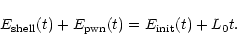 \begin{displaymath}%
E_{\rm shell}(t) + E_{\rm pwn}(t)= E_{\rm init}(t) + L_0 t .
\end{displaymath}