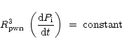 \begin{displaymath}%
R_{\rm pwn}^3 \: \left( \frac{{\rm d} P_{\rm i}}{{\rm d} t} \right)
\; = \; \mbox{constant}
\end{displaymath}
