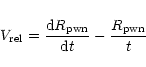 \begin{displaymath}%
V_{\rm rel} = \frac{{\rm d} R_{\rm pwn}}{{\rm d} t} - \frac{R_{\rm pwn}}{t}
\end{displaymath}