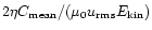 $2\eta C_{\rm mean}/(\mu_0 u_{\rm rms}E_{\rm kin})$