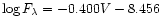 $\log F_{\lambda}=-0.400V-8.456$