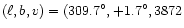 $(\ell, b, v) = (309.7{^\circ}, +1.7{^\circ}, 3872$