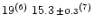 $19^{(6)}\;15.3\,{\scriptstyle\pm\, 0.3}^{(7)}$