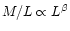$M/L \propto L^{\beta}$