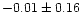 $ -0.01\pm0.16 $