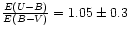 $\frac{E(U-B)}
{E(B-V)} = 1.05\pm0.3$