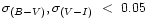 $\sigma_{(B-V)}, \sigma_{(V-I)}~<~0.05$