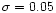 $\sigma = 0.05$