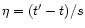 $\eta= (t'-t)/s$