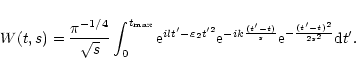 \begin{displaymath}W(t,s)={\pi^{-1/4} \over \sqrt{s}}\int_{0}^{t_{\max}} {\rm e}...
...(t'-t) \over s}} {\rm e}^{- {(t'-t)^2 \over 2 s^2}} {\rm d}t'.
\end{displaymath}