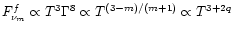 $F^f_{\nu_m} \propto T^3 \Gamma^8 \propto T^{(3-m)/(m+1)}
\propto T^{3+2q}$