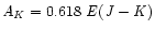 ${\it A_K} = 0.618~{\it E(J-K)}$