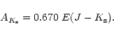 \begin{displaymath}%
A_{K_{\rm s}} = 0.670~E(J-K_{\rm s}).
\end{displaymath}