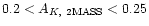 $0.2 < A_{K,~{\rm 2MASS}} < 0.25$