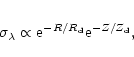 \begin{eqnarray*}\sigma_{\lambda} \propto {\rm e}^{-R/R_{\rm d}} {\rm e}^{-Z/Z_{\rm d}},
\end{eqnarray*}