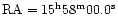 ${\rm RA}=15^{\rm h}58^{\rm m}00.0^{\rm s}$