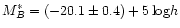 $M_B^{*}=(-20.1\pm0.4)+5\,{\rm log}h$