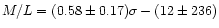 $M/L=(0.58\pm 0.17)\sigma -(12\pm 236)$
