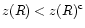 $z(R)<z(R)^{\rm c}$