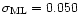 $\sigma_{\rm ML} = 0.050$