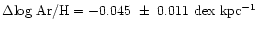 $\Delta \rm log ~ Ar/H=-0.045~\pm~ 0.011
~ dex ~kpc^{-1}$