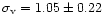 $\sigma_{\rm v}=1.05\pm 0.22$