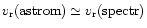 $v_{\rm r}({\rm astrom})\simeq v_{\rm r}({\rm spectr})$