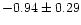 $ -0.94\pm 0.29$