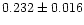 $0.232\pm0.016$