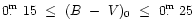 $0\hbox{$.\!\!^{\rm m}$ }15~ \leq~ (B~-~V)_{0}~\leq~ 0\hbox{$.\!\!^{\rm m}$ }25$
