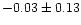 $-0.03\pm0.13$