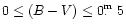 $0\le(B-V)\le0\hbox{$.\!\!^{\rm m}$ }5$
