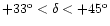 $+33^{\rm o}<\delta<+45^{\rm o}$