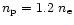 $n_{\rm p}=1.2 ~n_{\rm e}$