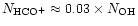 $\ensuremath{N_{\rm HCO^+}}\approx 0.03 \times \ensuremath{N_{\rm OH}} $